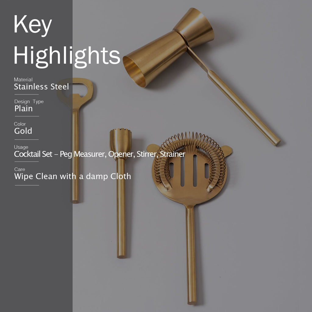 Gallant Stainless Steel Bartender Tools in Gold Color