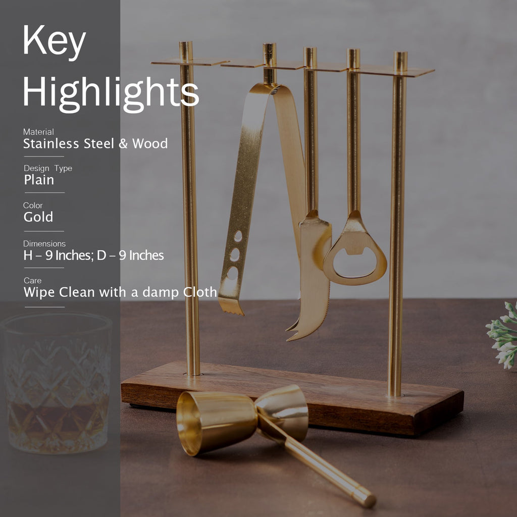 Gallant Stainless Steel Bar Tool Set in Gold Color