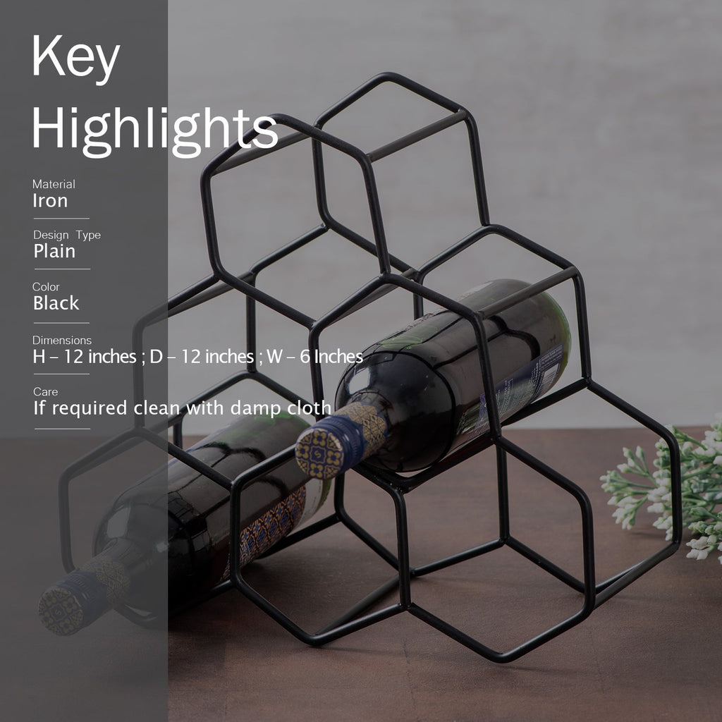 Genus 6 Bottle Wine Rack in Black Color