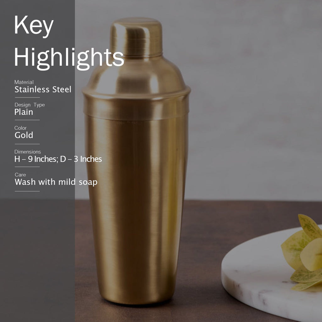 Covet Stainless Steel Cocktail Shaker in Gold Color