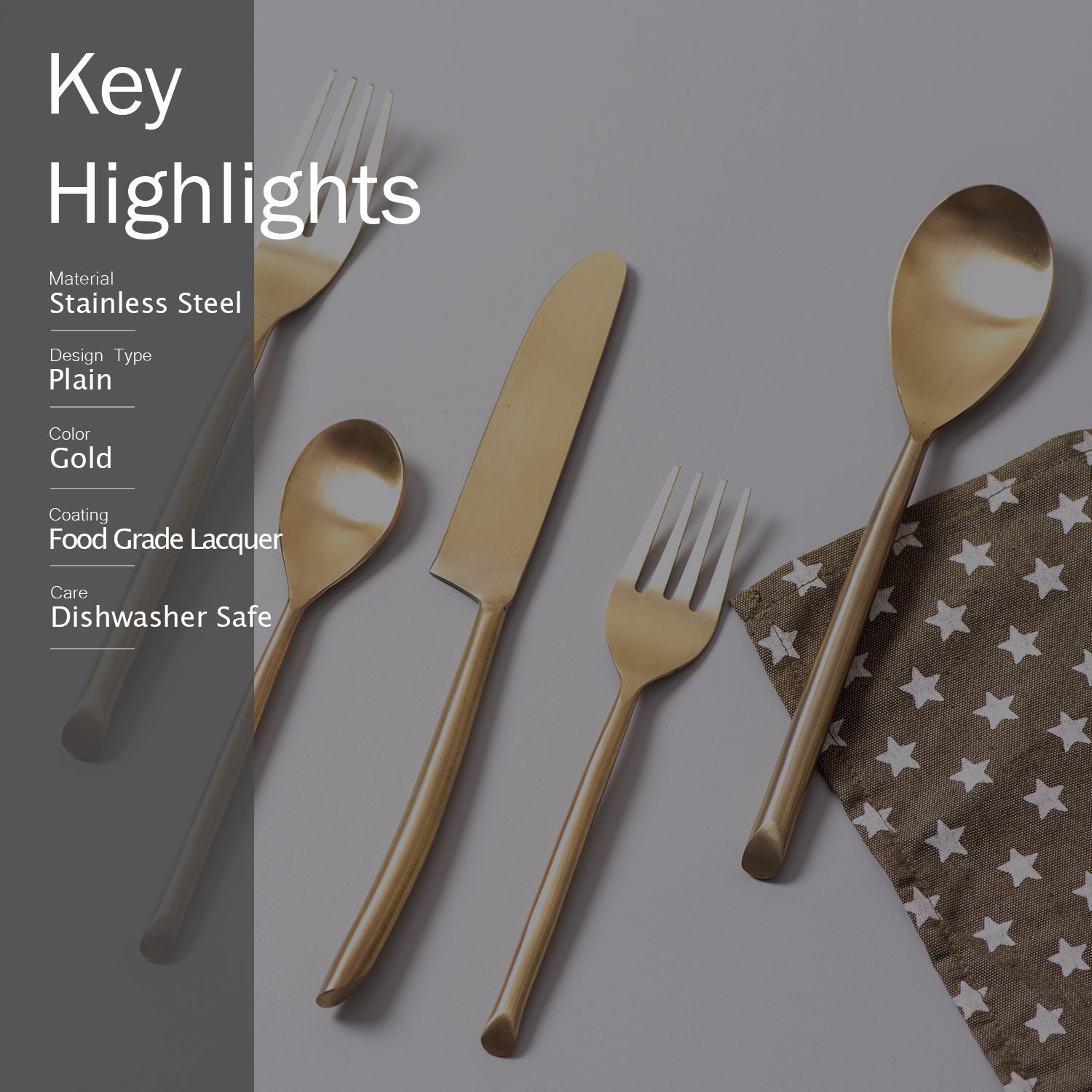 Curvesome Cutlery Gold Set of 5