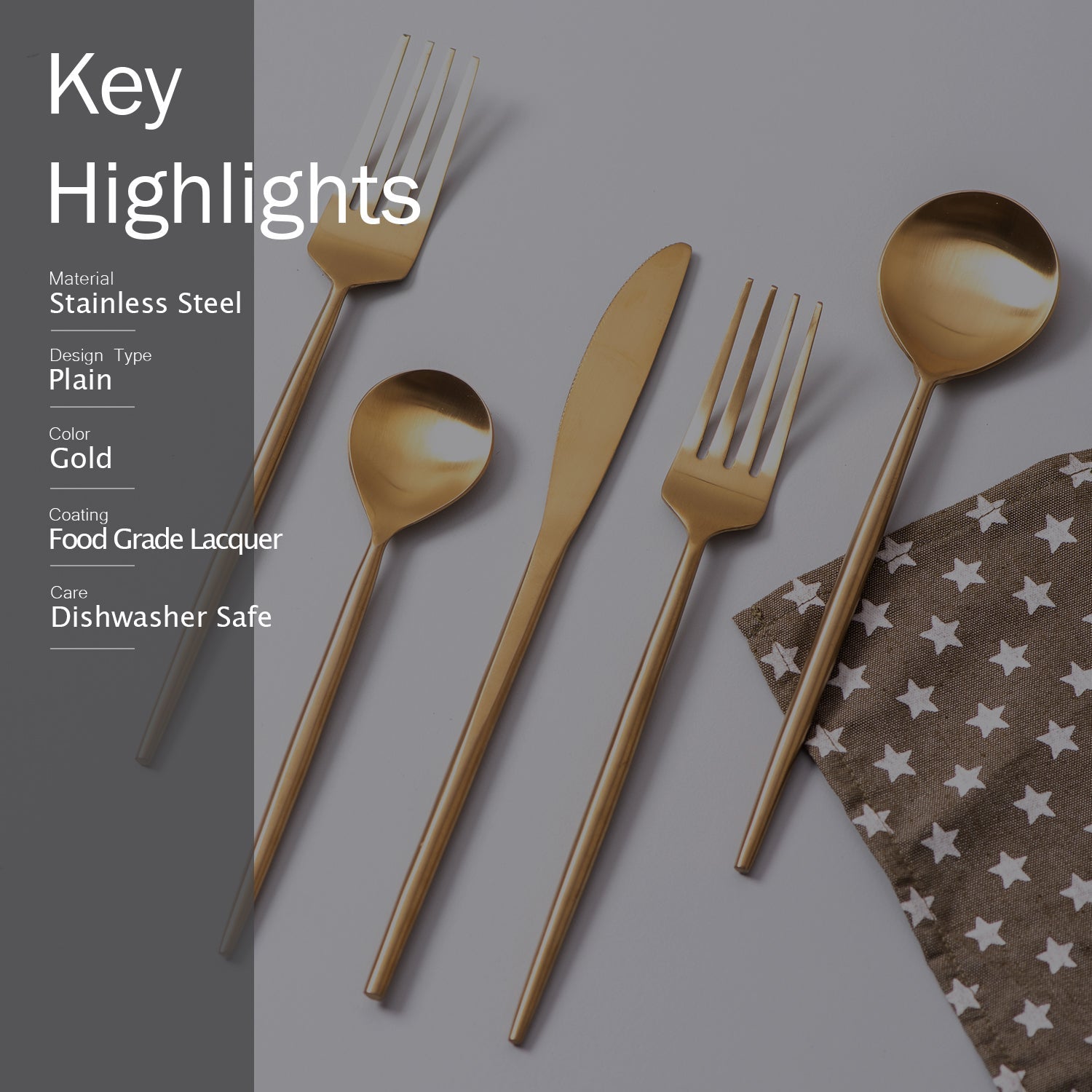 Miaa Cutlery (Gold)- Set Of 5