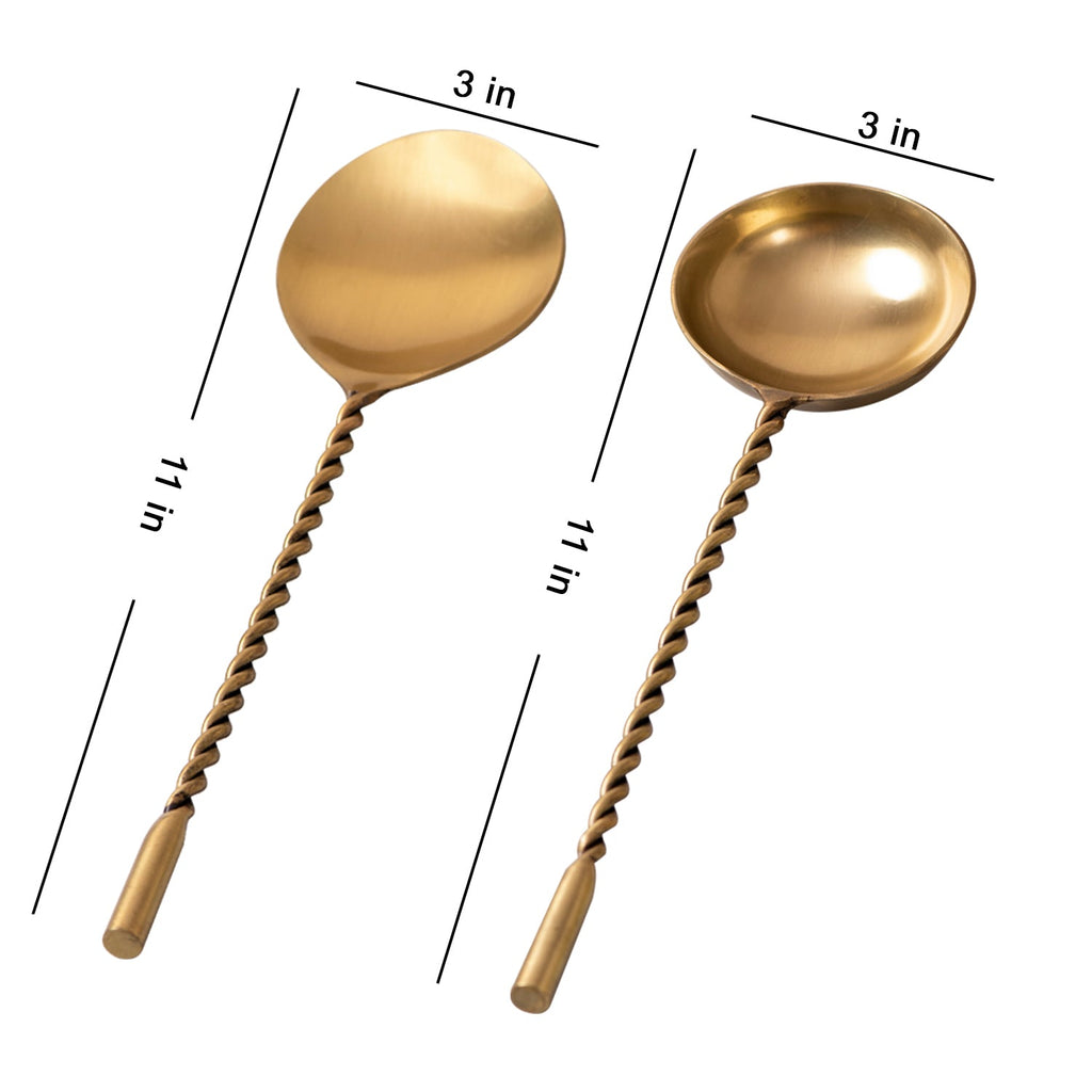 Twisted Serving Spoon (Gold) - Set Of 2