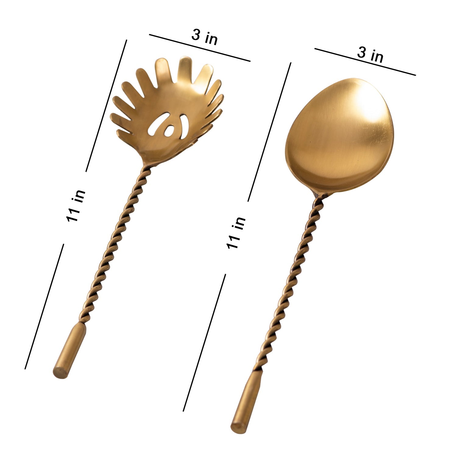 Twisted Love Salad Serving Spoon (Gold) - Set Of 2