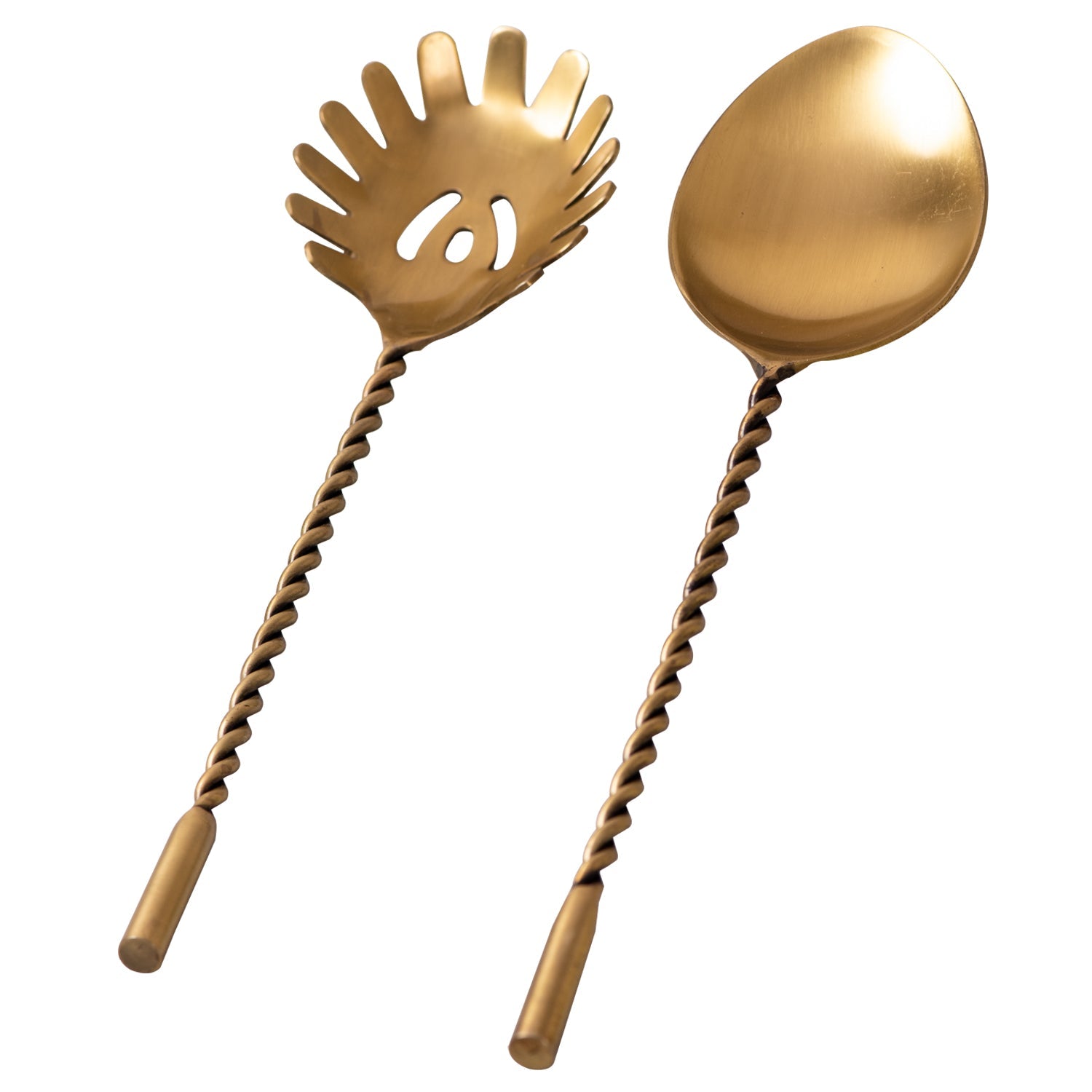 Twisted Love Salad Serving Spoon (Gold) - Set Of 2