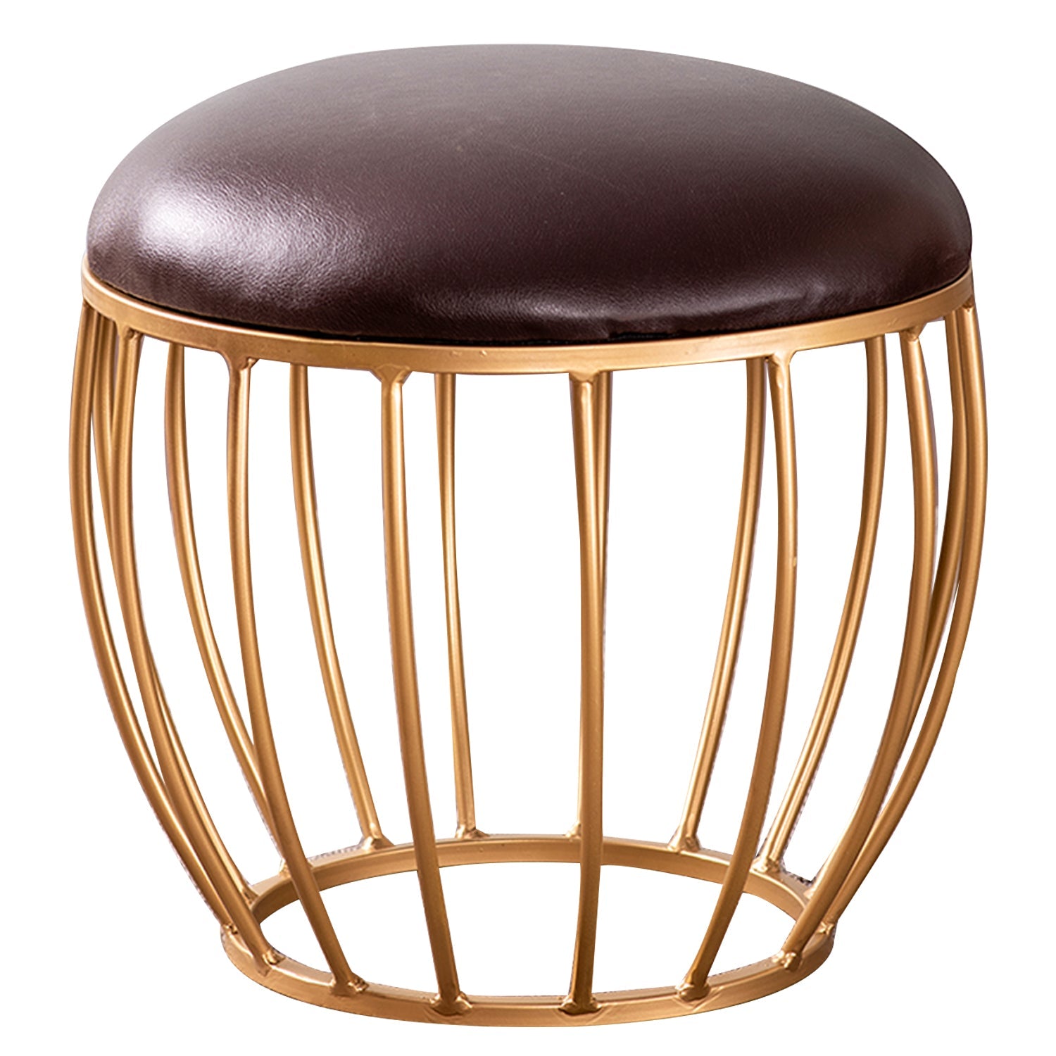 Axel Leatherette Cage Metallic Stool in Brown Color