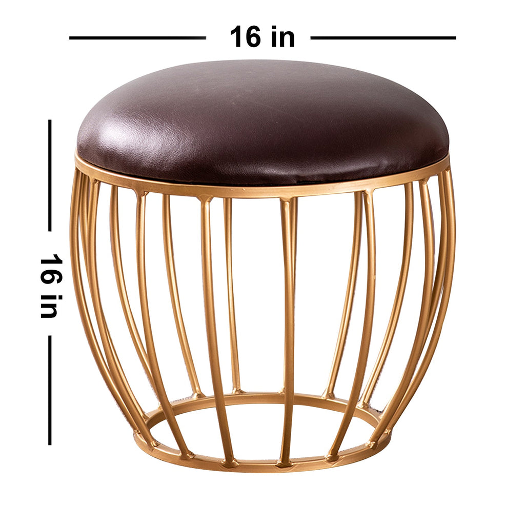 Axel Leatherette Cage Metallic Stool in Brown Color