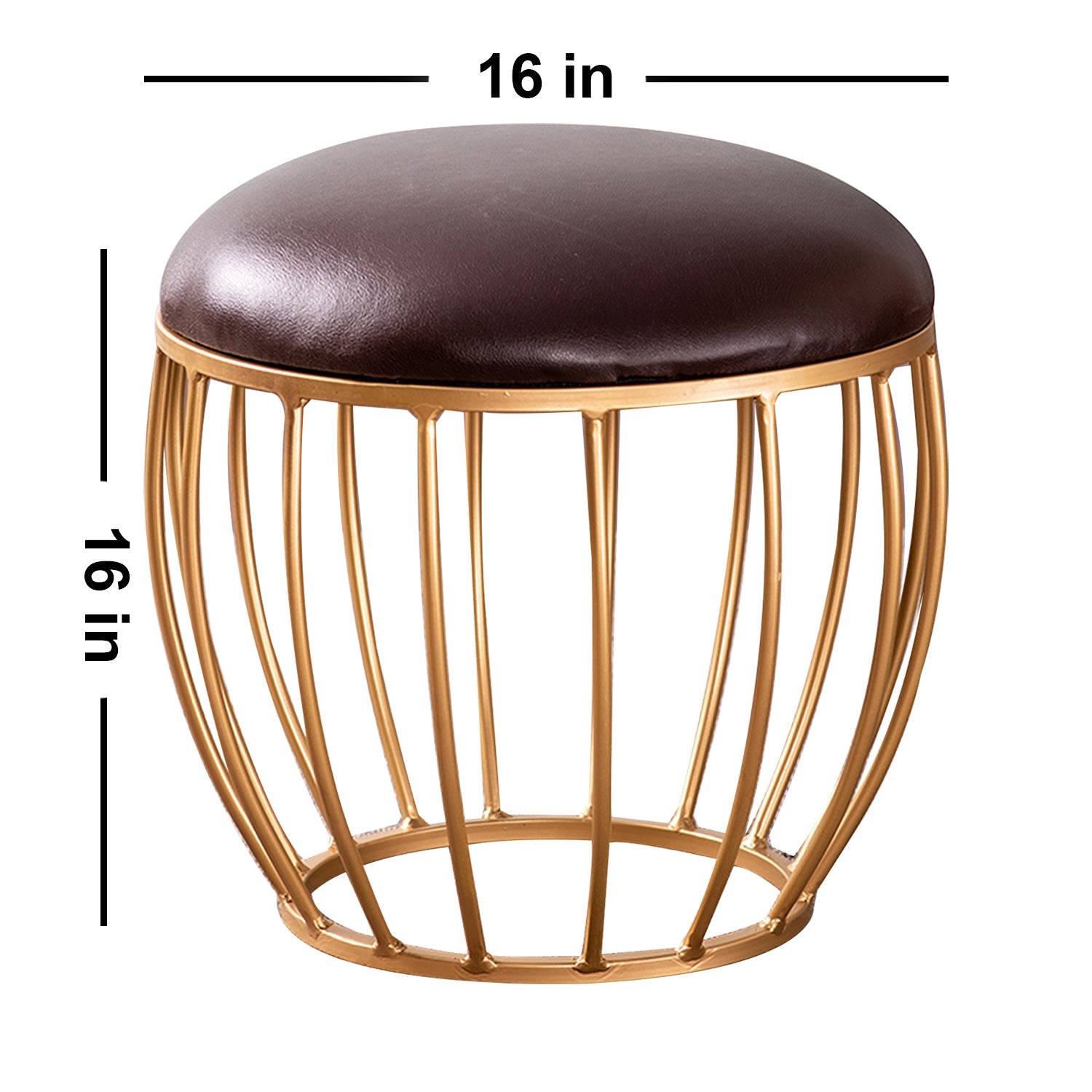 Axel Leatherette Cage Metallic Stool in Brown Color Set of 2