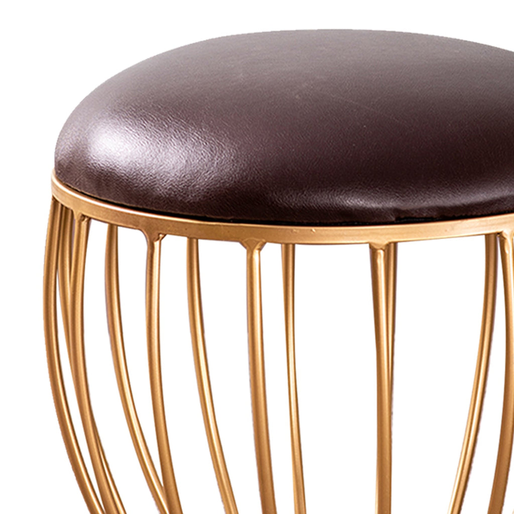 Axel Leatherette Cage Metallic Stool in Brown Color Set of 2