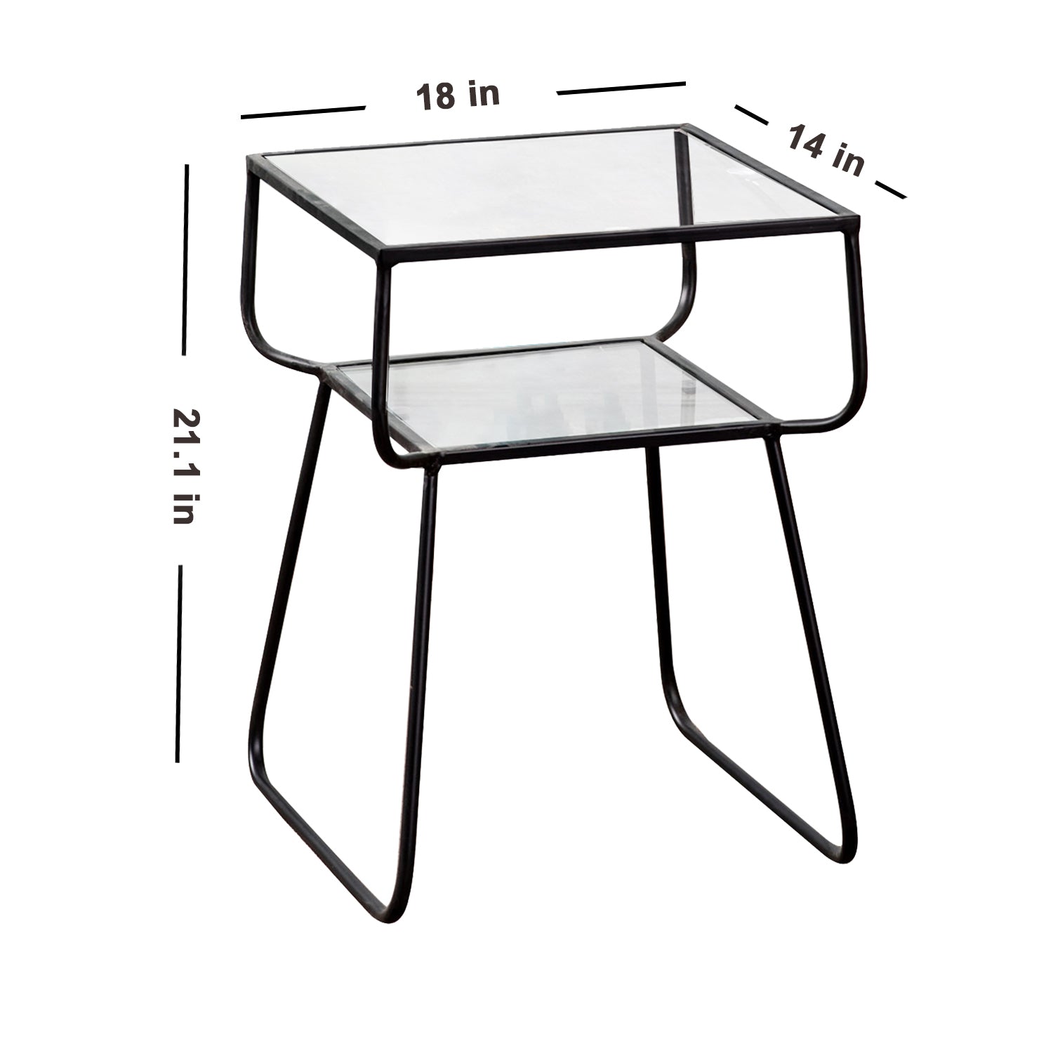 Contemporary Metallic tiered End Table in Black Color Set of 2