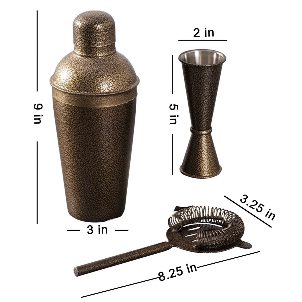 Gallant Stainless Steel Barware Set in Antique Gold Color