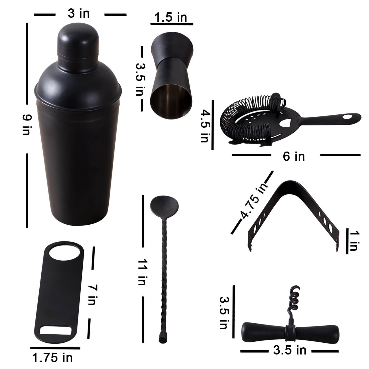 Gallant Stainless Steel Barware Set in Black Color