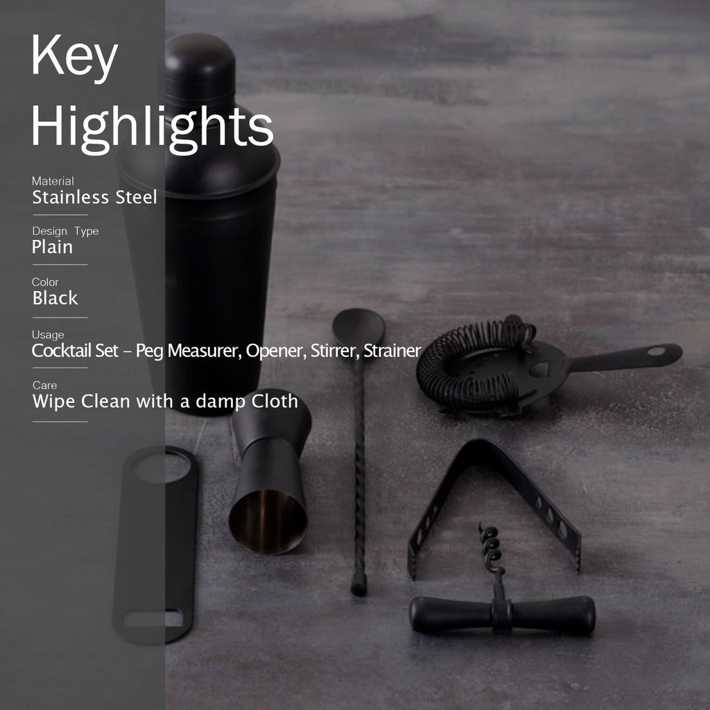 Gallant Stainless Steel Barware Set in Black Color