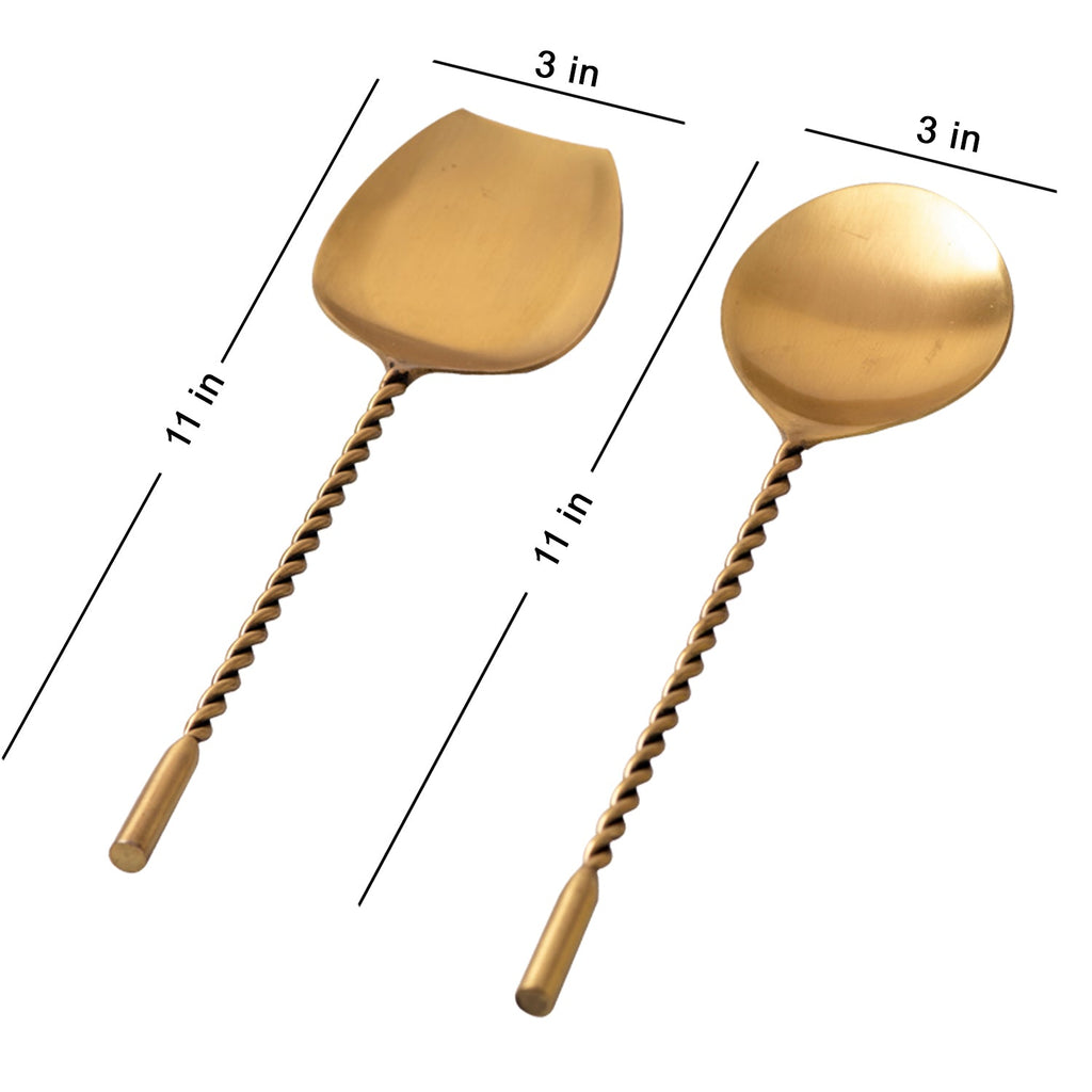 Twisted Love Serving Spoon - Gold - Set Of 2