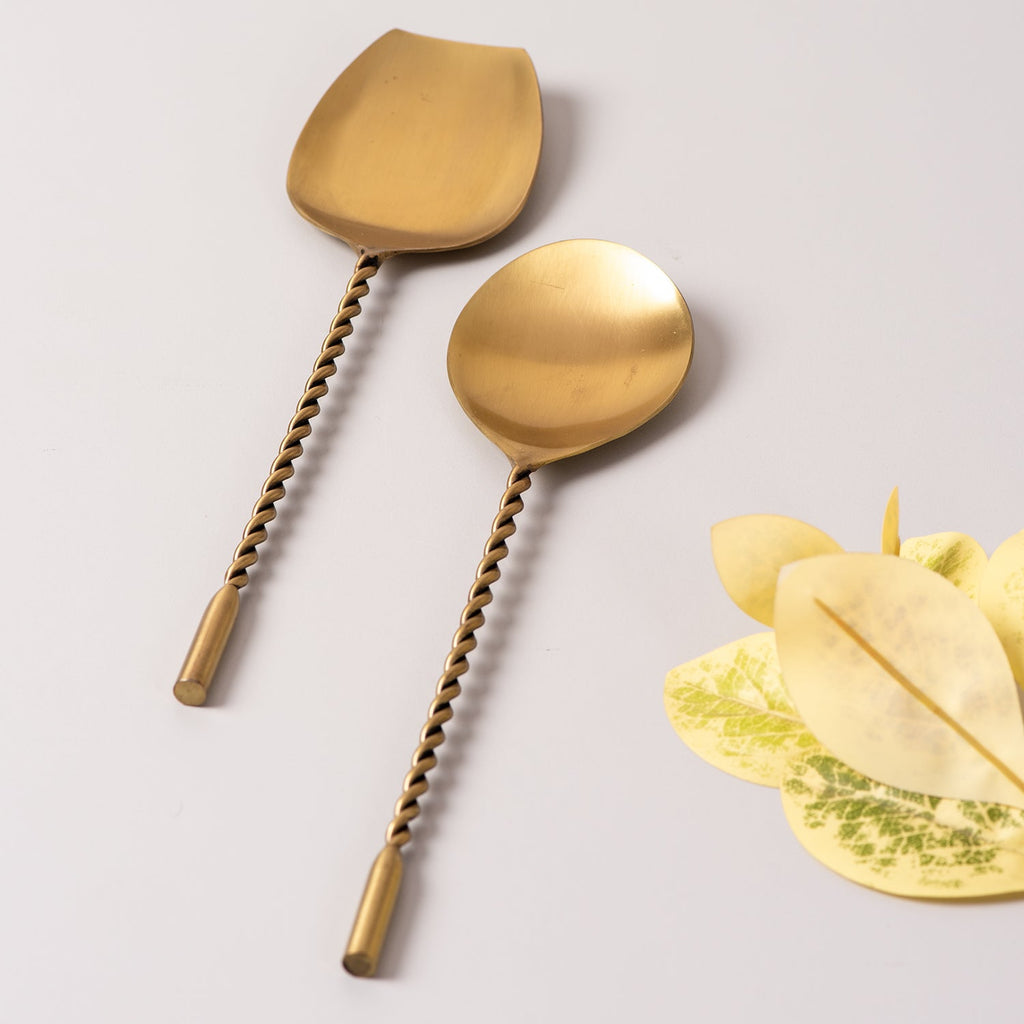 Twisted Love Serving Spoon - Gold - Set Of 2