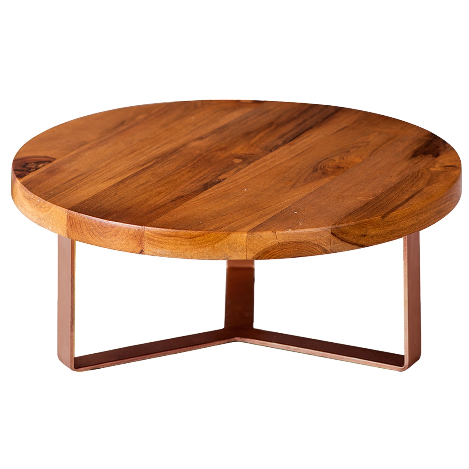 Inseparables Teak Wood Cake Stand Copper