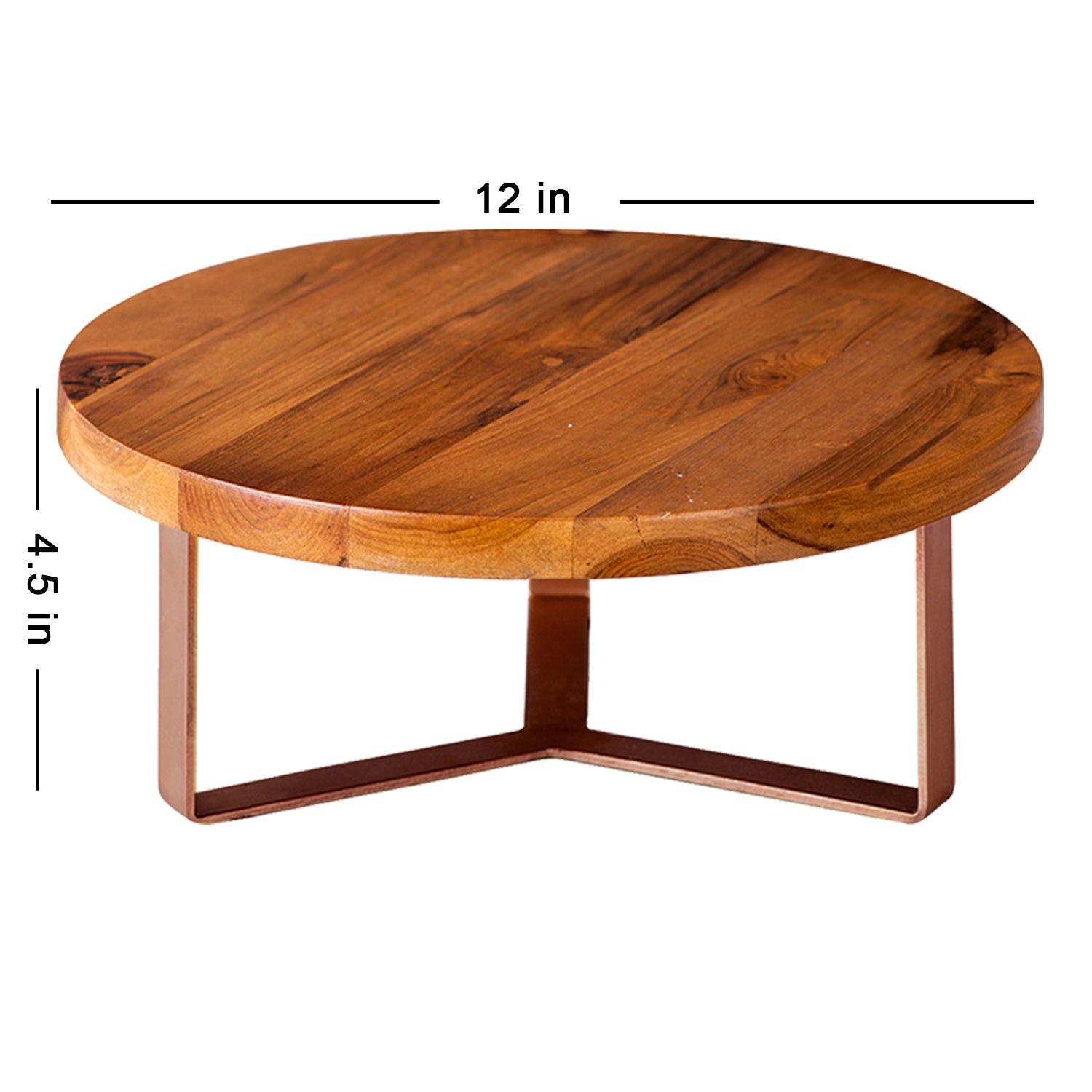 Inseparables Teak Wood Cake Stand Copper