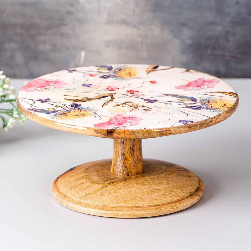 Hygge Mango Wood Cake Stand - Pink