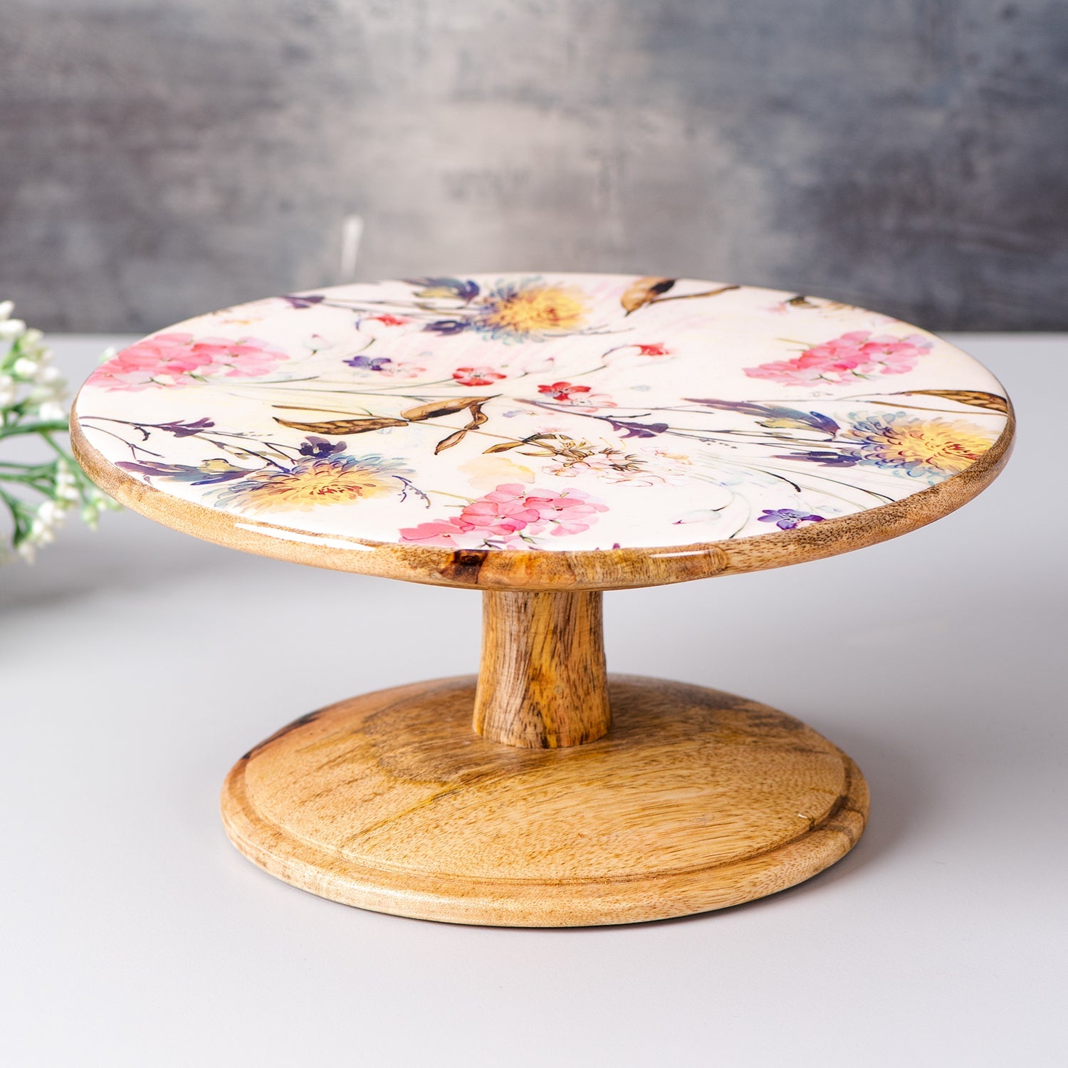 Hygge Mango Wood Cake Stand - Pink