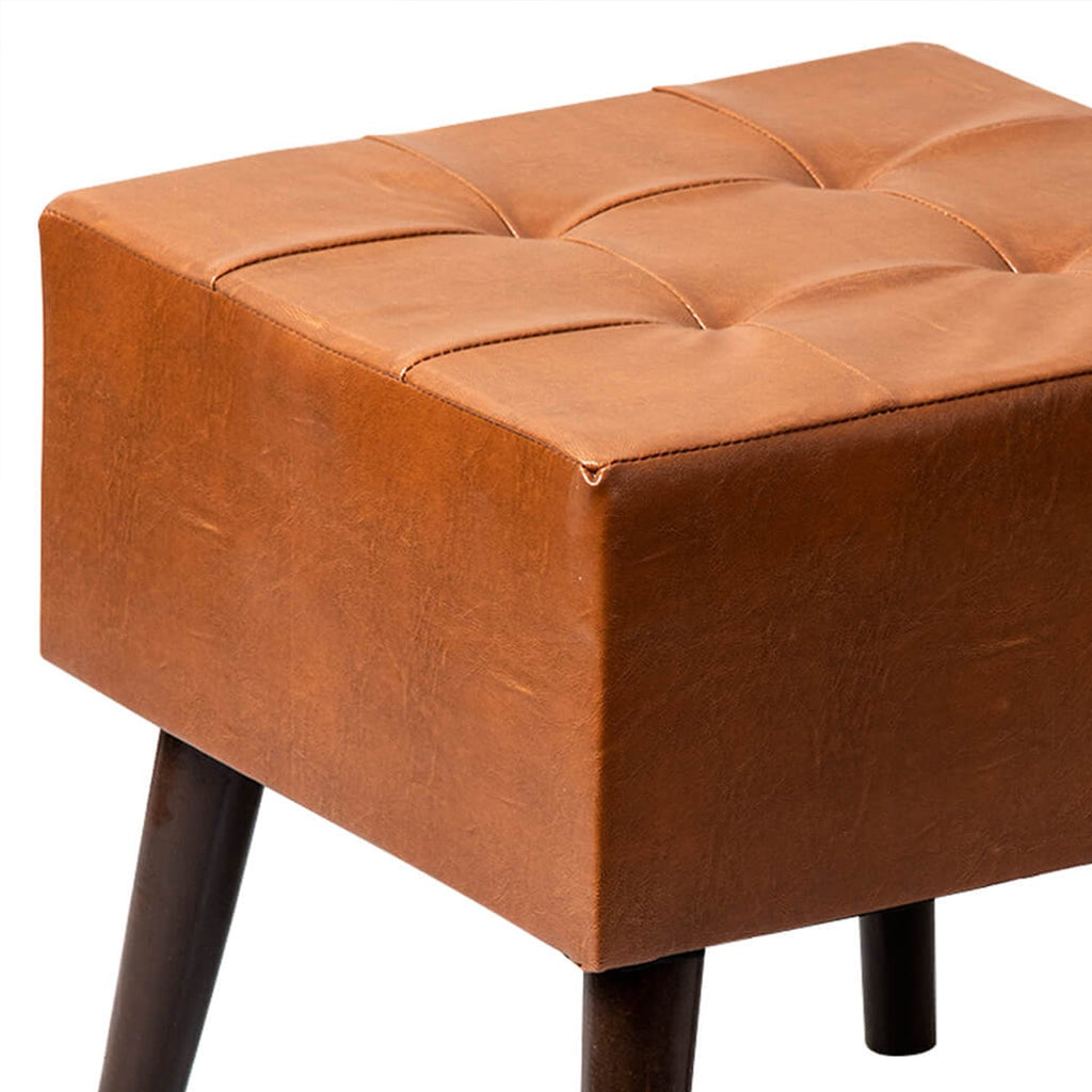 Axel Leatherette Wooden Stool Tufted in Tan Color Set of 2