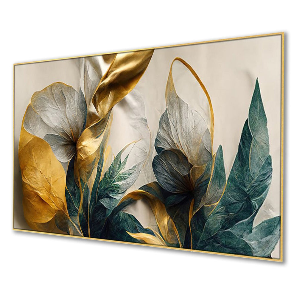 Gold Leaf Flowers on Canvas Wall Painting