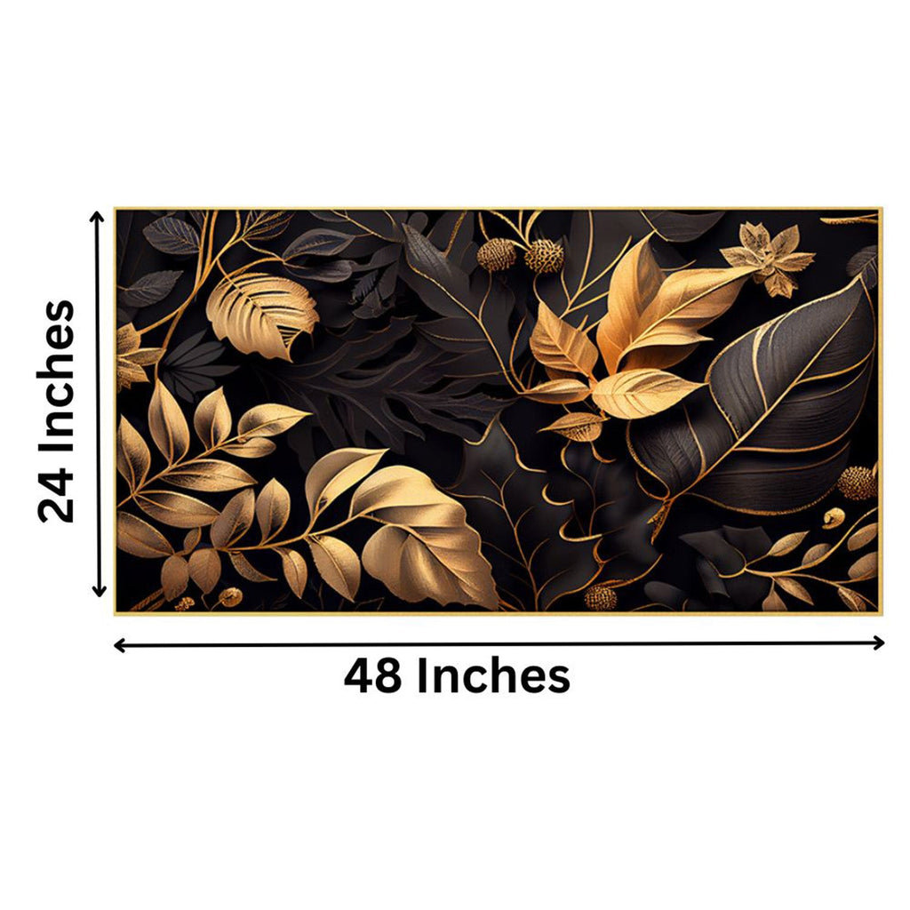 Gold Leaf on Black Elegance Wall Painting