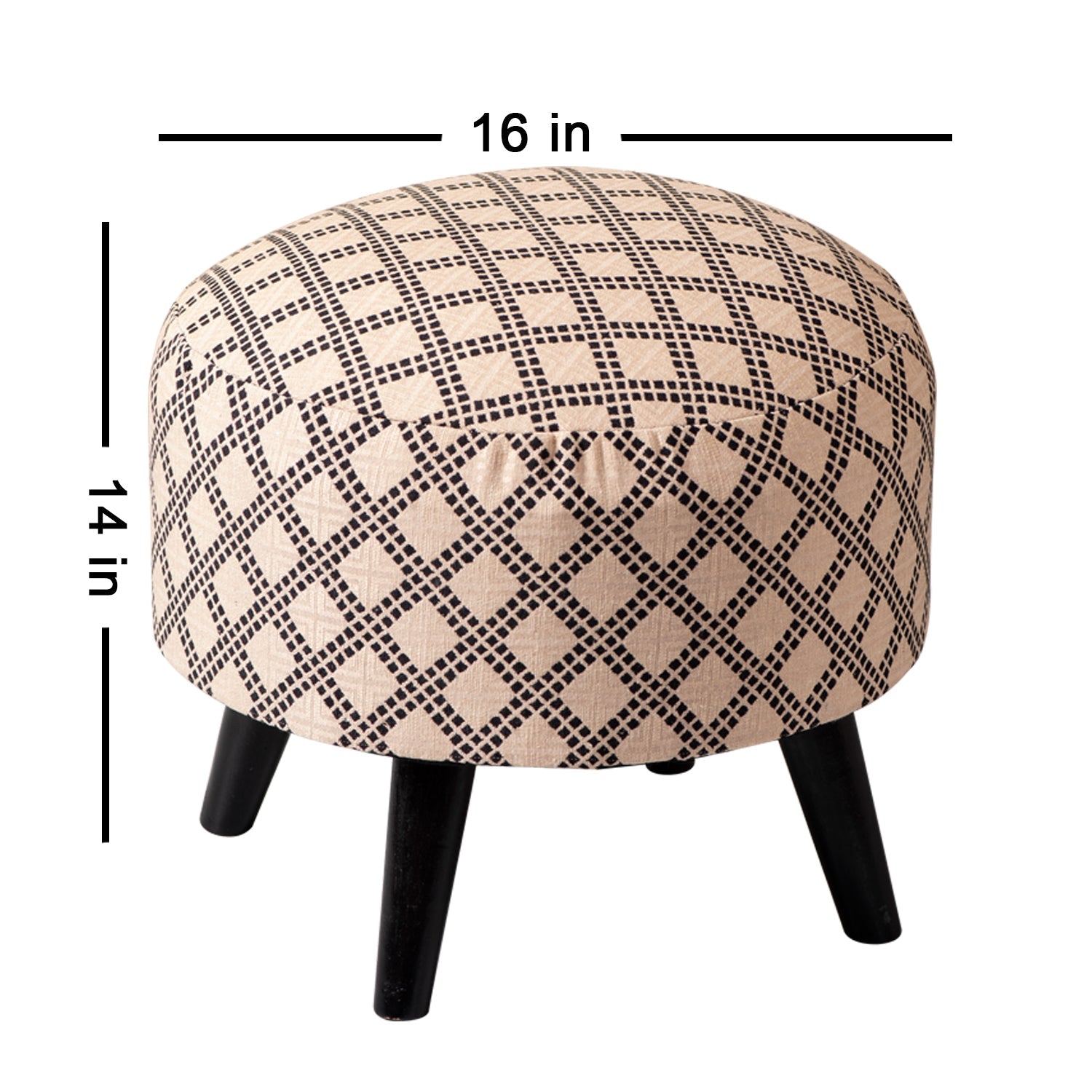 Cream & Black Criss Cross Ottoman Set of 2