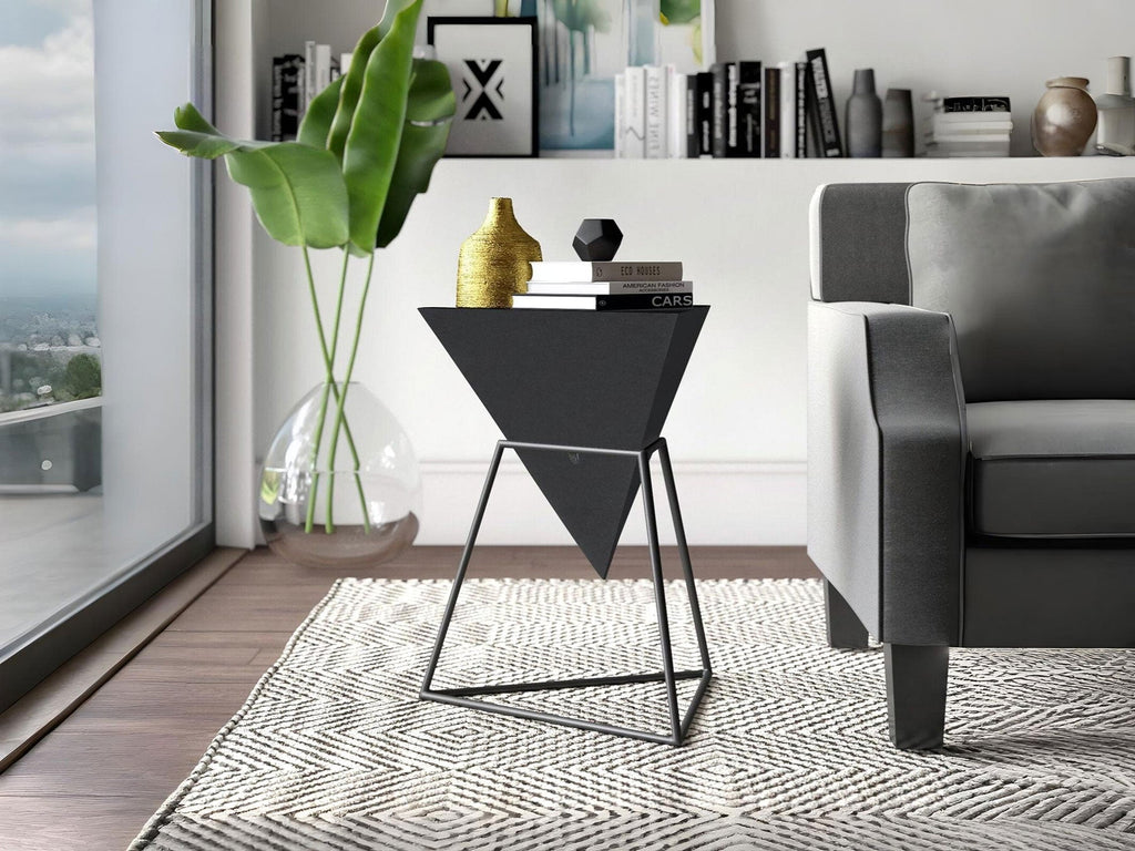 Side table, solid mango wood and steel