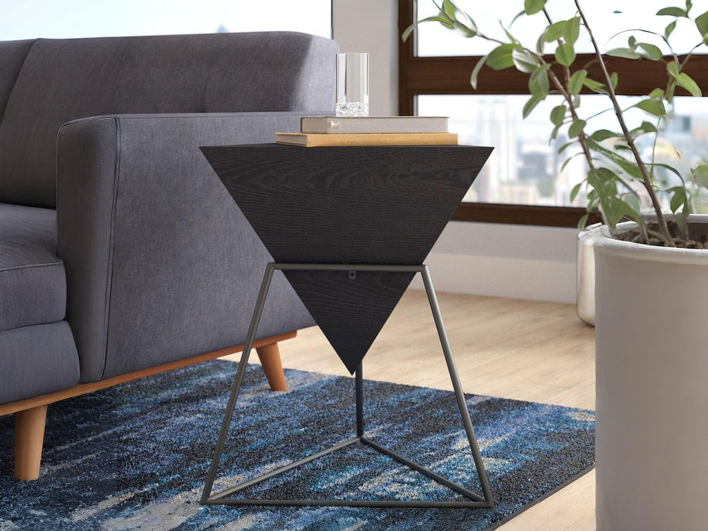 Side table, solid mango wood and steel