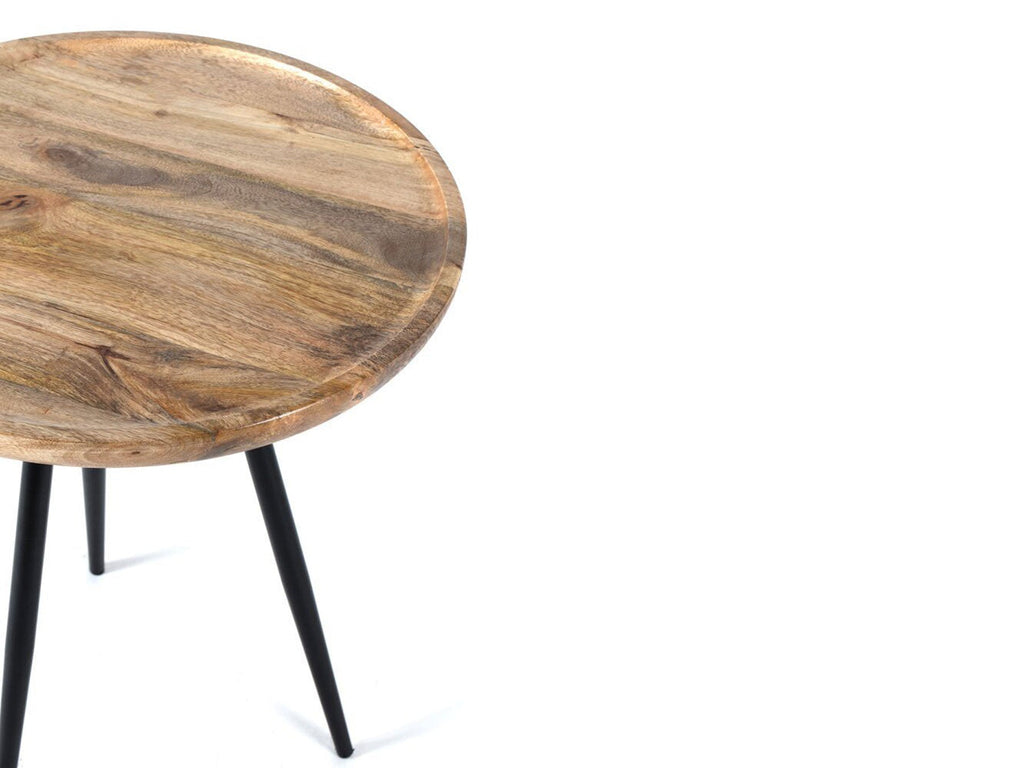 Side table, solid mango wood and steel