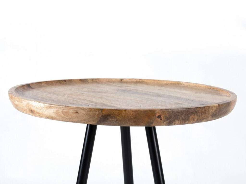 Side table, solid mango wood and steel