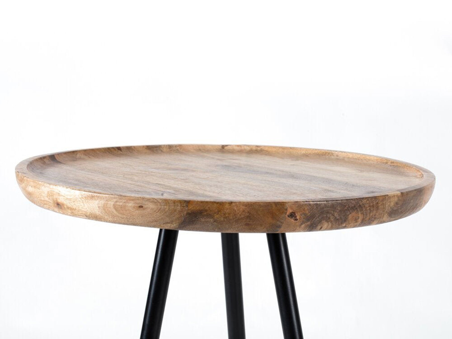 Side table, solid mango wood and steel