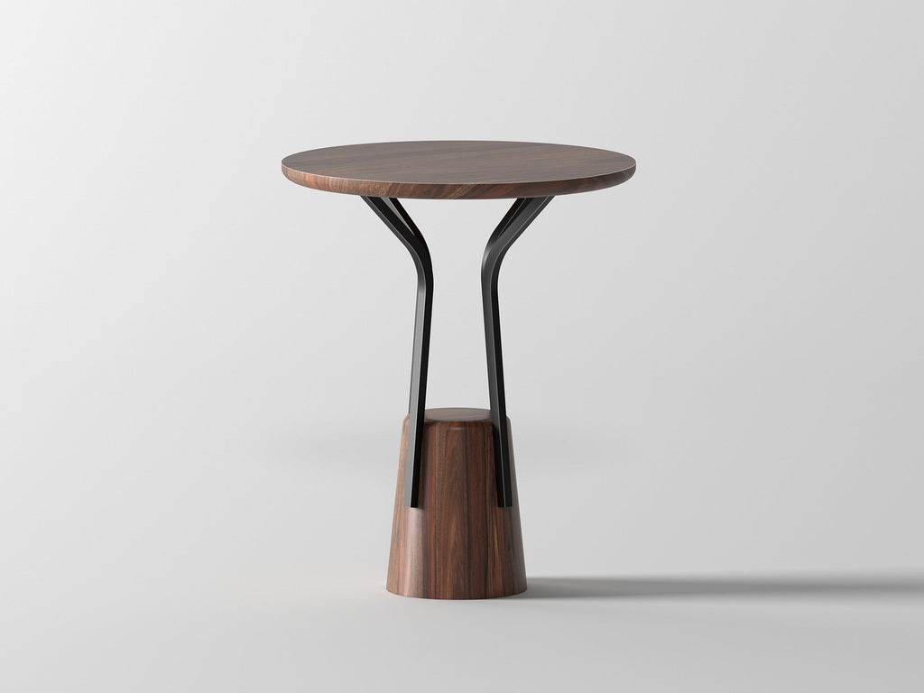 Side table, solid sheesham wood and steel