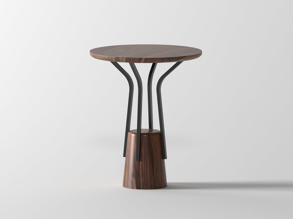 Side table, solid sheesham wood and steel