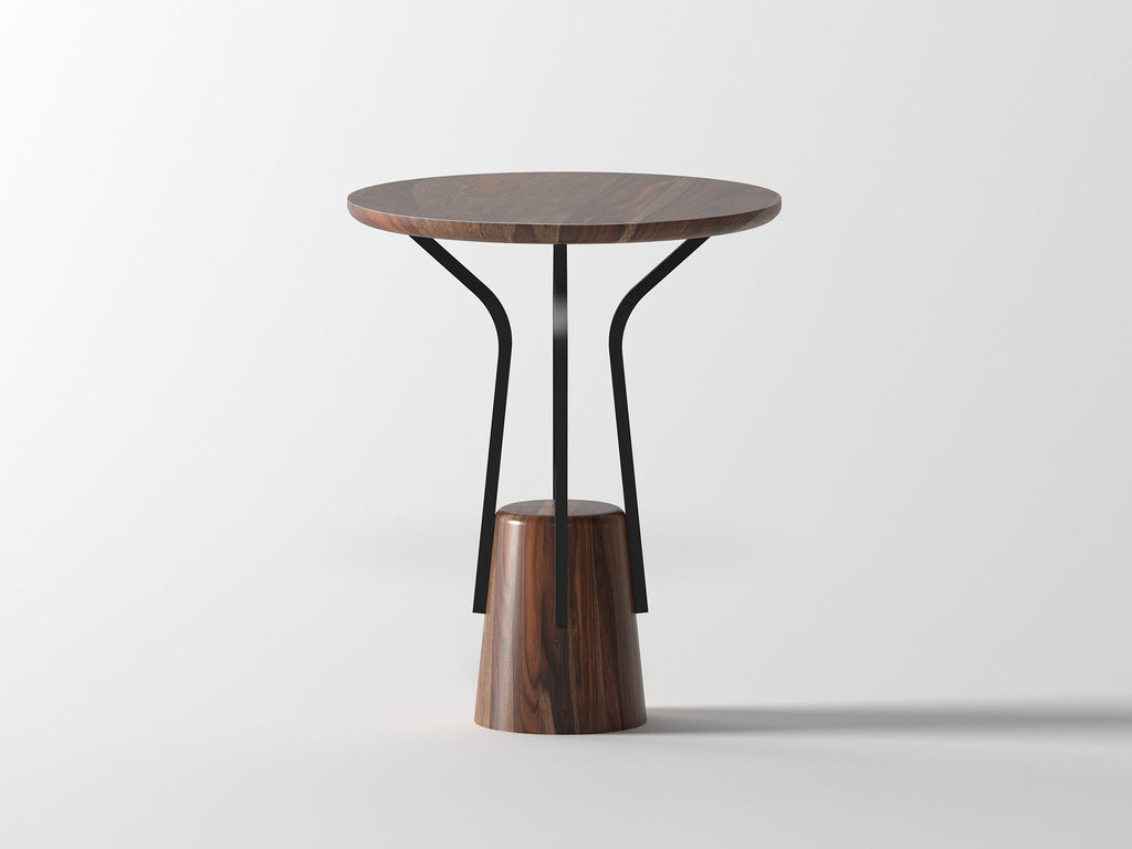 Side table, solid sheesham wood and steel