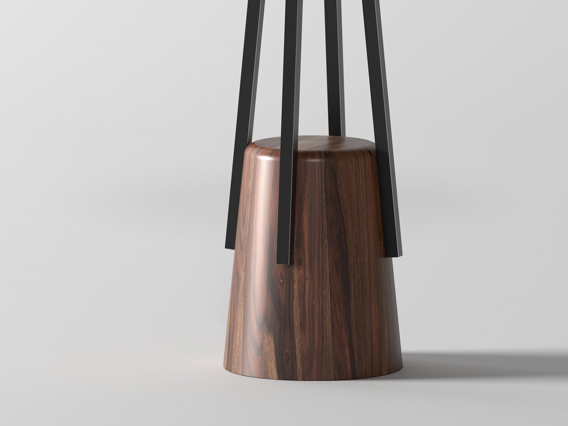 Side table, solid sheesham wood and steel