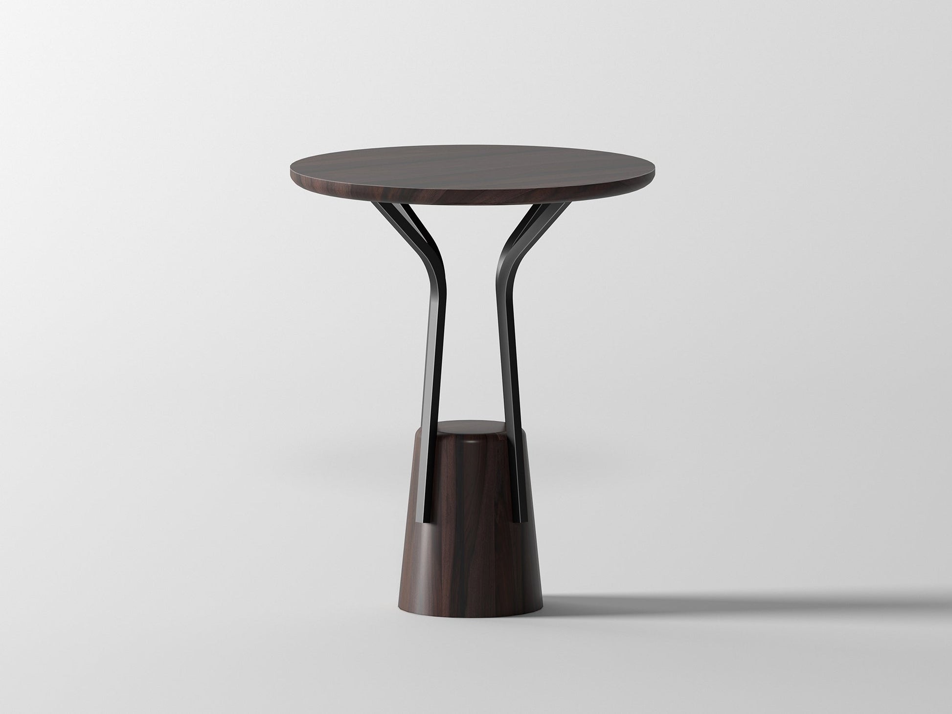 Side table, solid sheesham wood and steel