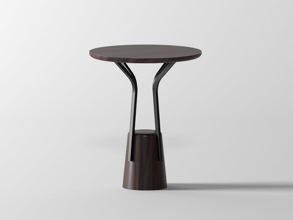 Side table, solid sheesham wood and steel
