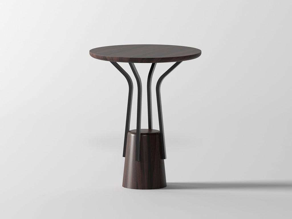 Side table, solid sheesham wood and steel