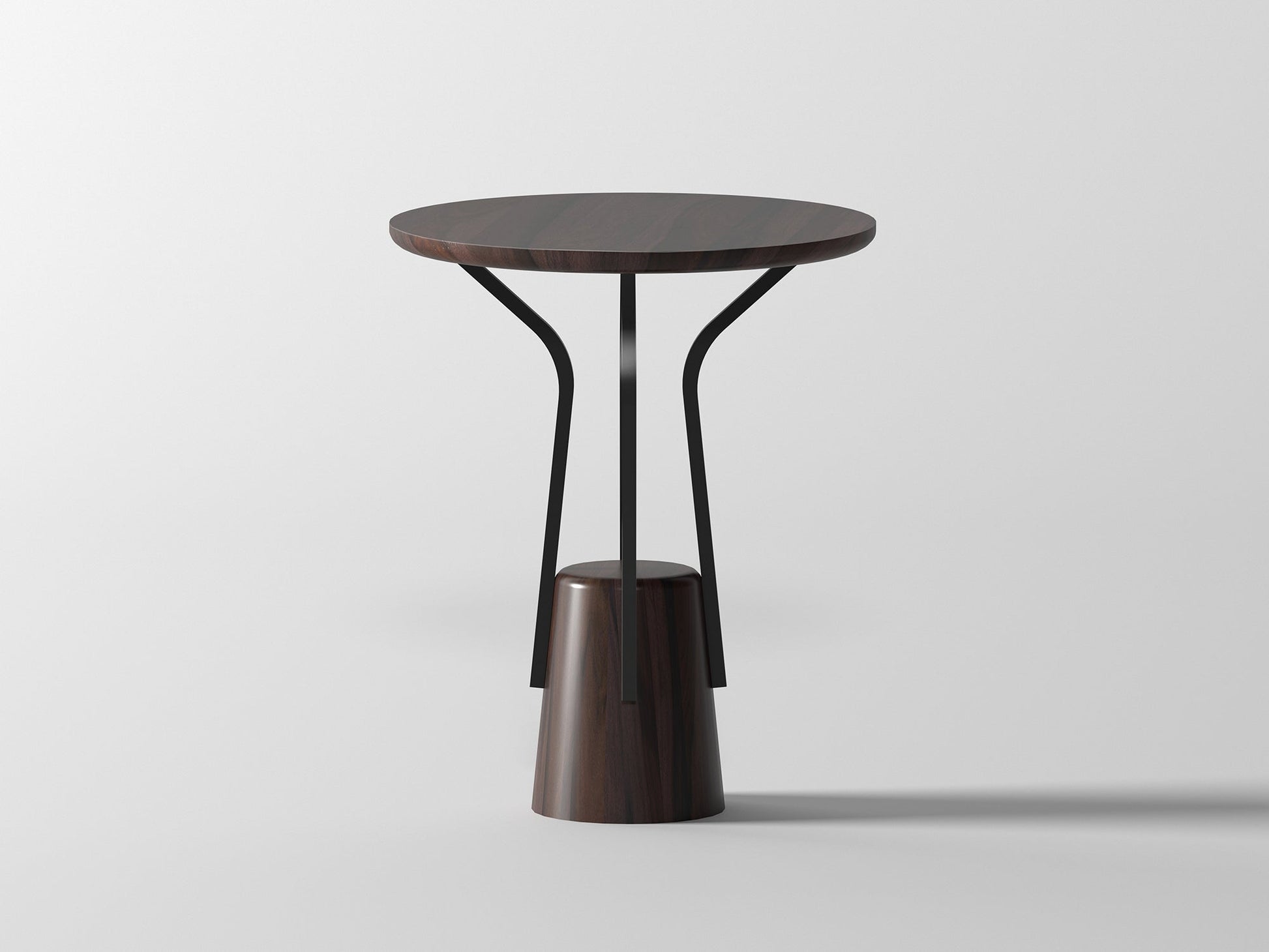 Side table, solid sheesham wood and steel