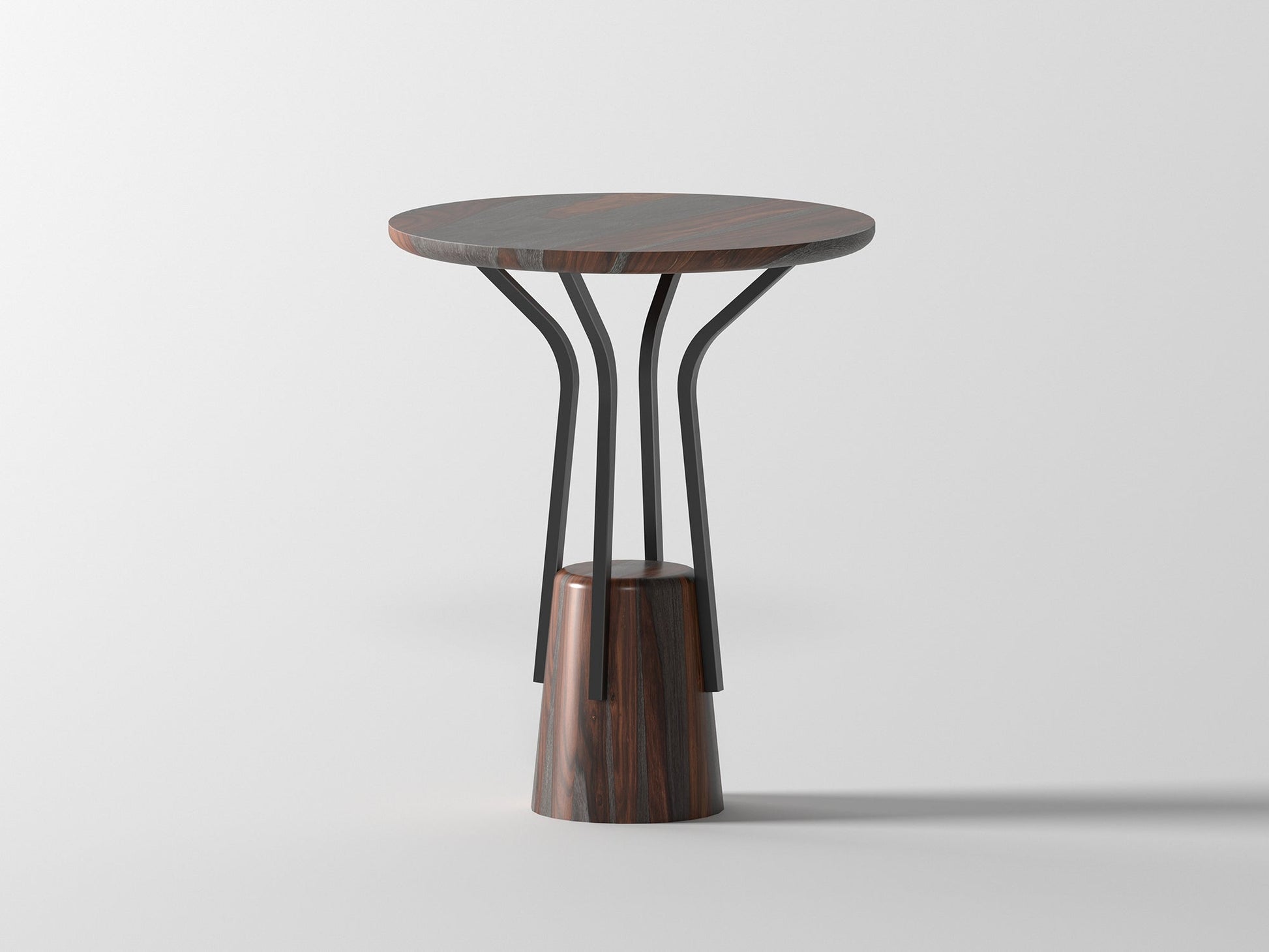 Side table, solid sheesham wood and steel