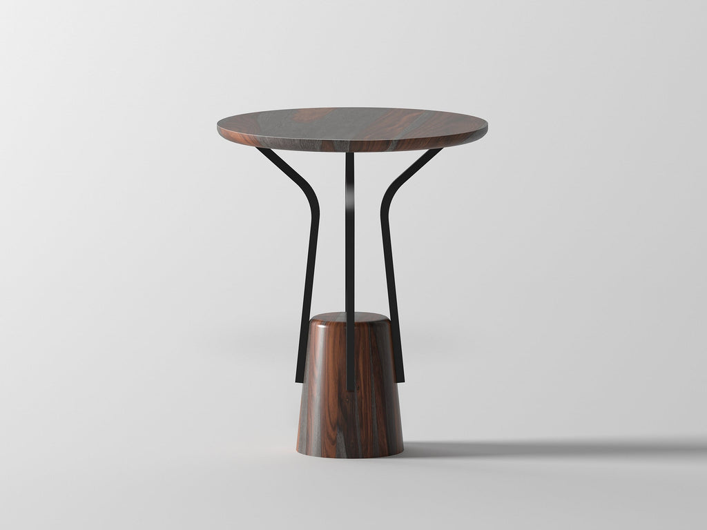 Side table, solid sheesham wood and steel