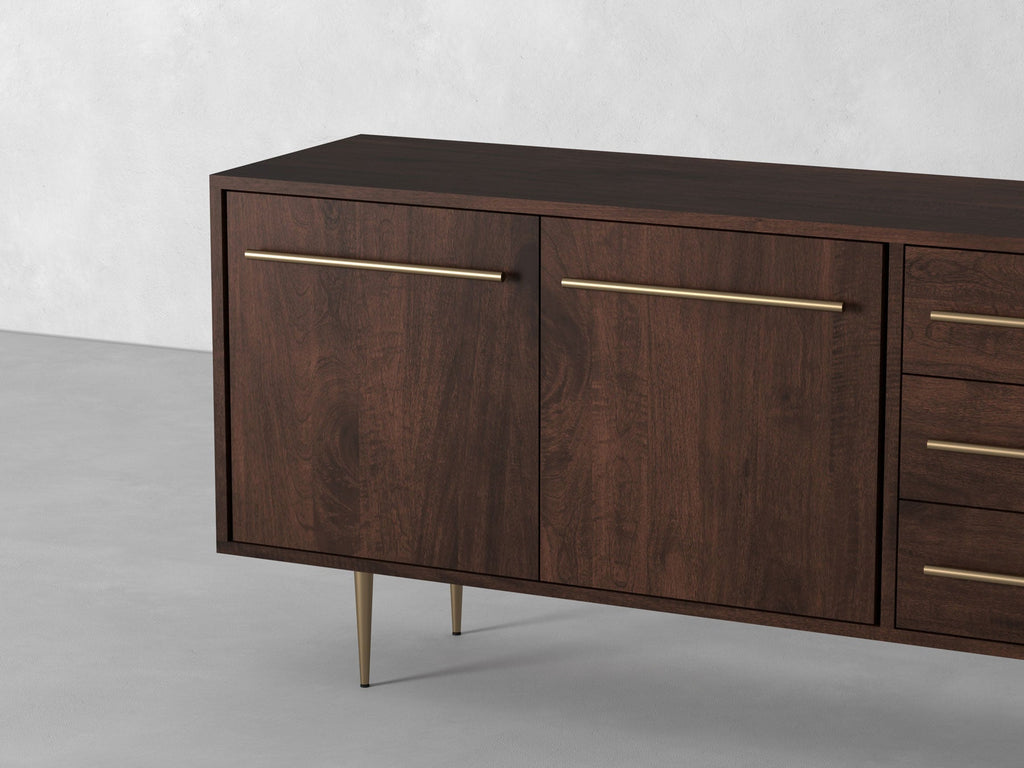 Sideboard, solid mango wood and steel, 2 doors and 3 drawers