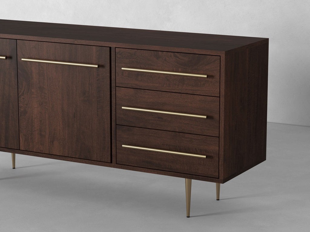 Sideboard, solid mango wood and steel, 2 doors and 3 drawers