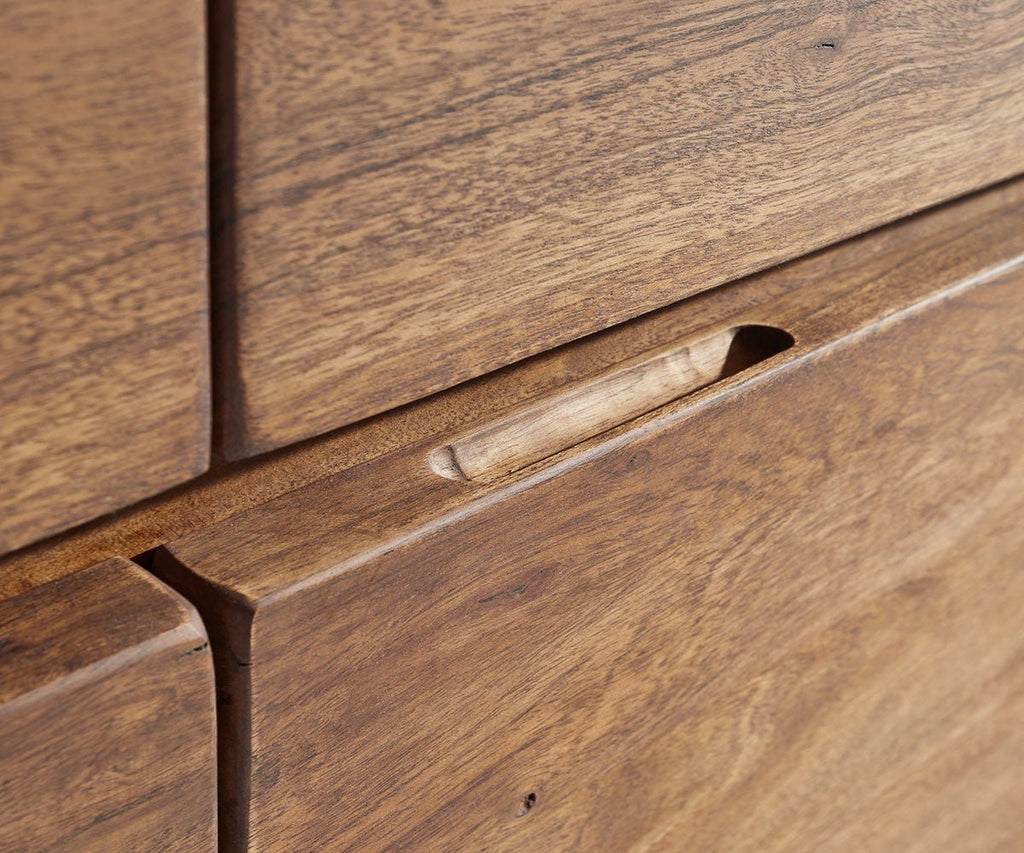 Sideboard, solid mango wood and steel, 4 drawers and 4 doors