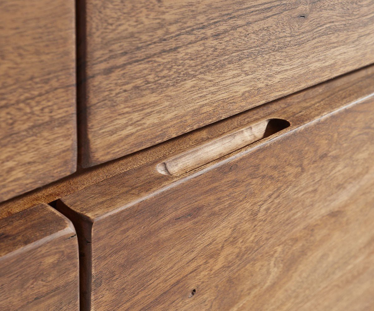 Sideboard, solid mango wood and steel, 4 drawers and 4 doors