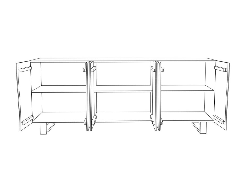 Sideboard, solid acacia wood and steel, 6 doors