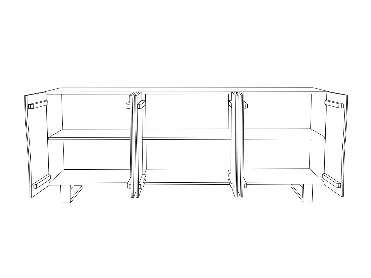 Sideboard, solid acacia wood and steel, 6 doors