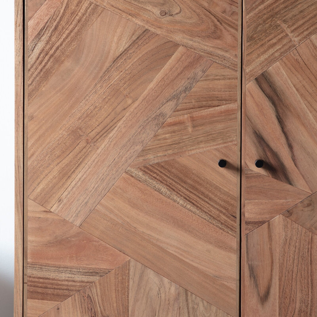 Sideboard, solid acacia wood and steel, 2 doors and 3 drawers