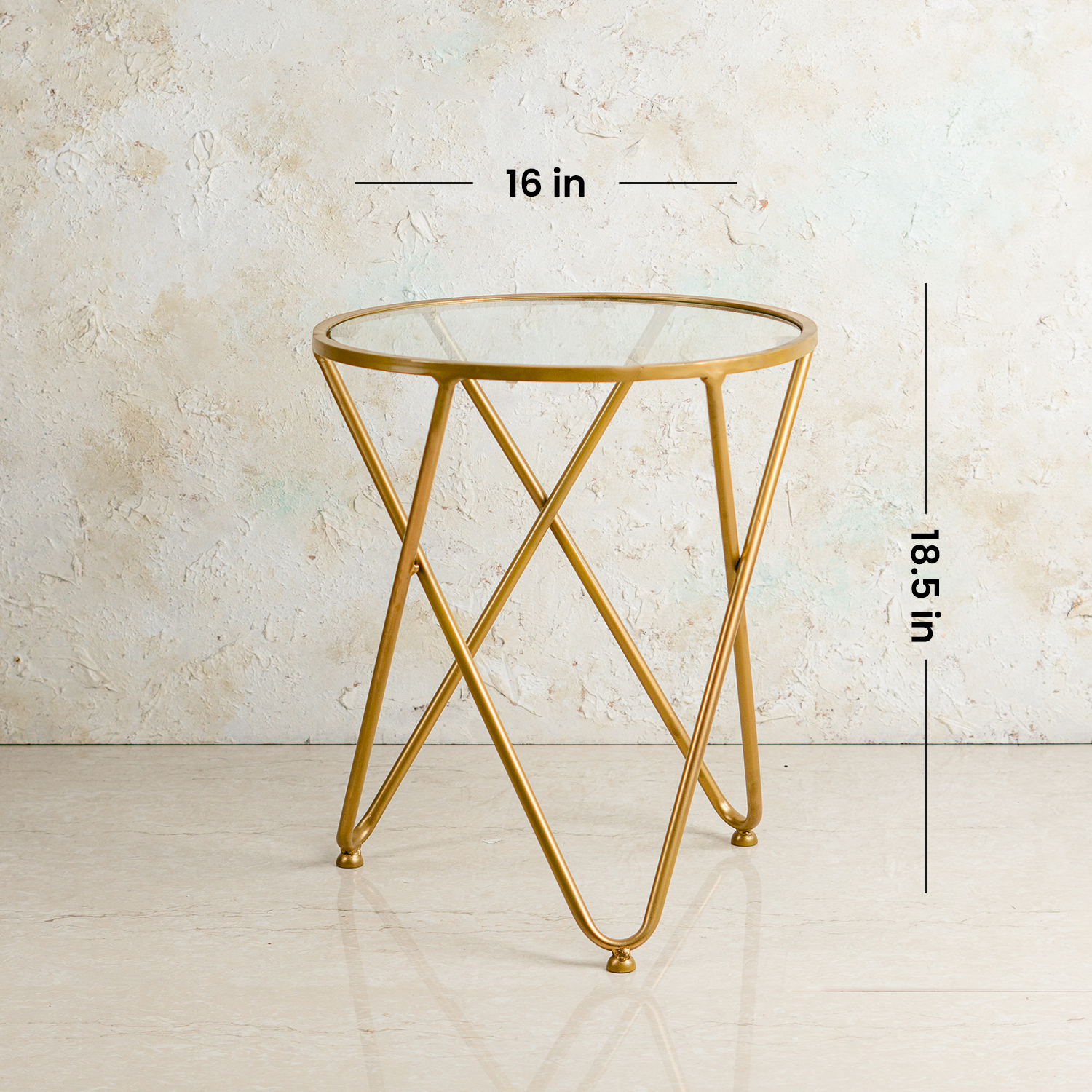 Contemporary Metallic Cross End Table in Gold Color Set of 2